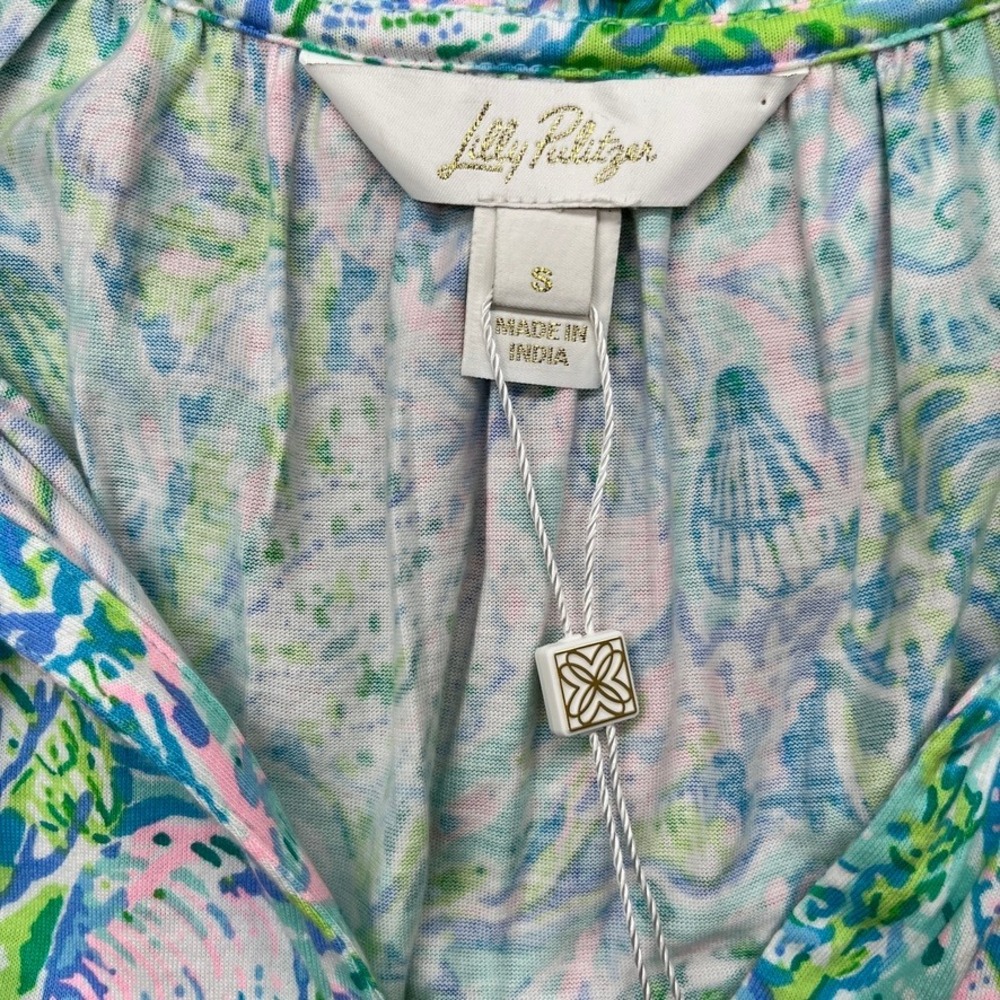 Lilly Pulitzer Malone Maxi Dress Small Surf Blue Soleil It On Me Tiered Boho NEW - Picture 5 of 10